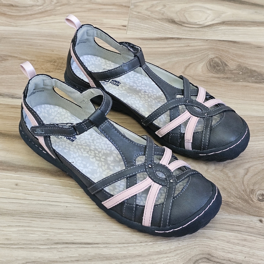 JBU Black and Pink Flats with Cushioned Comfort Womens Size 8.5